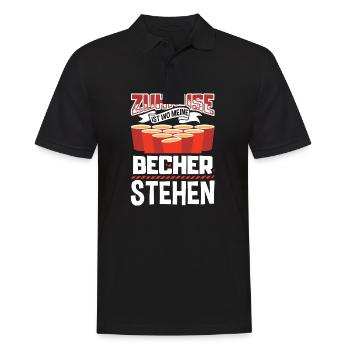 Bierpong Beerpong Trinkspiel Bier Pong - Männer Poloshirt - Schwarz - Vorne - Kai (181cm)