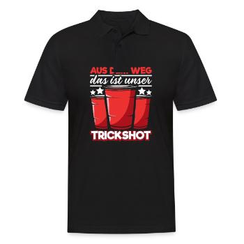 Bierpong Beerpong Trinkspiel Bier Pong - Männer Poloshirt - Schwarz - Vorne - Kai (181cm)