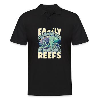 Easily Distracted By Beautiful Reefs Ocean - Men's Polo Shirt - black - Front - Kai (181cm)