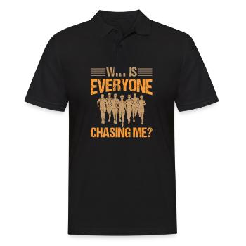 Why is Everyone Chasing Me - Marathon Running - Männer Poloshirt - Schwarz - Vorne - Kai (181cm)