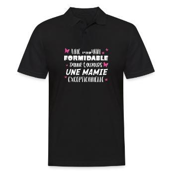 Une Maman Formidable Donne Toujours Une Mamie - Polo Homme - noir - Devant - Kai (181cm)