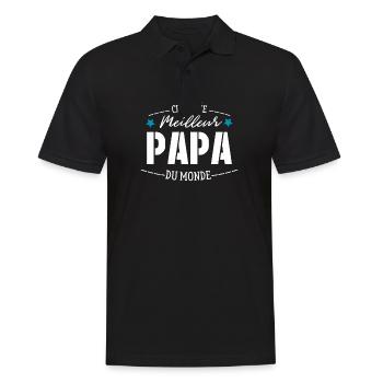 Certifié Meilleur Papa Du Monde, Idée Cadeau Père - Polo Homme - noir - Devant - Kai (181cm)