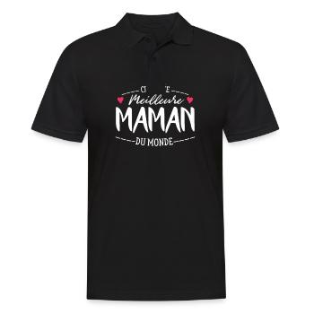 Certifiée Meilleure Maman Du Monde, Idée Cadeau - Polo Homme - noir - Devant - Kai (181cm)