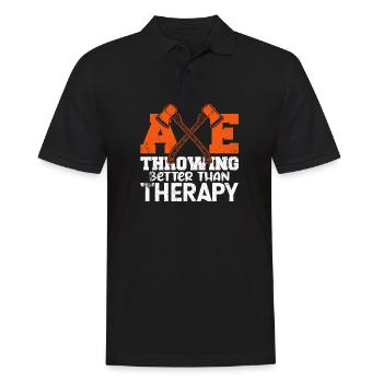 Axe Throwing Better Than Therapy - Männer Poloshirt - Schwarz - Vorne - Kai (181cm)