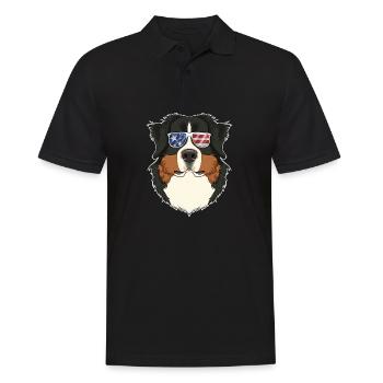 Bernese Mountain Dog USA Sunglasses I American - Männer Poloshirt - Schwarz - Vorne - Kai (181cm)