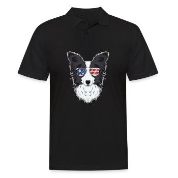 Border Collie USA Lunettes de soleil I Drapeau américain - Polo Homme - noir - Devant - Kai (181cm)