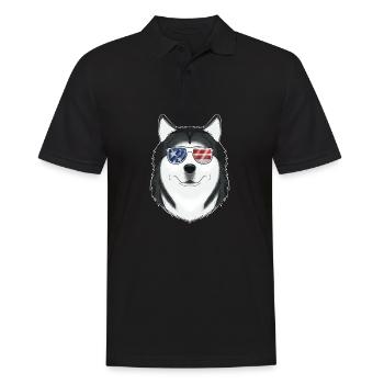 Husky USA Sunglasses I American Flag Husky - Männer Poloshirt - Schwarz - Vorne - Kai (181cm)