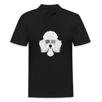 Poodle USA Sunglasses I American Flag Poodle - Männer Poloshirt - Schwarz - Vorne - Kai (181cm)