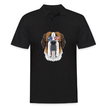 Saint Bernard USA Sunglasses I American Flag - Männer Poloshirt - Schwarz - Vorne - Kai (181cm)
