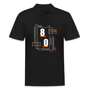 80 Nr. Osiemdziesiat - Männer Poloshirt - Schwarz - Vorne - Kai (181cm)