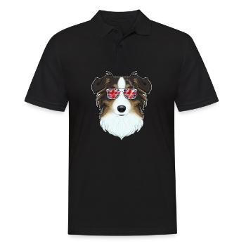Australian Shepherd UK Sunglasses I English Flag - Männer Poloshirt - Schwarz - Vorne - Kai (181cm)