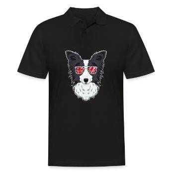 Border Collie UK Sunglasses I English Flag I - Männer Poloshirt - Schwarz - Vorne - Kai (181cm)