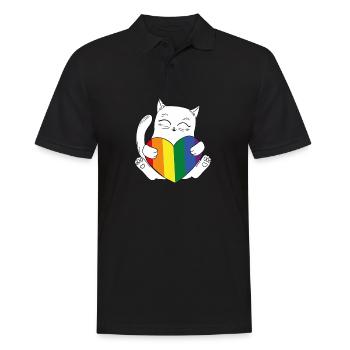 Cat Rainbow LGBT - Men's Polo Shirt - black - Front - Kai (181cm)