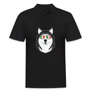 Husky Italy Sunglasses I Italian Flag - Männer Poloshirt - Schwarz - Vorne - Kai (181cm)