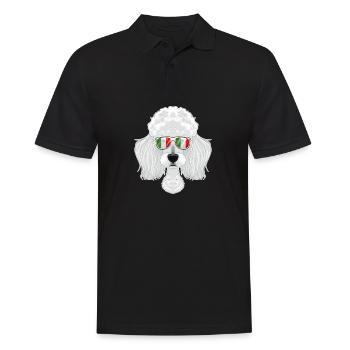 Poodle Italy Sunglasses I Italian Flag - Männer Poloshirt - Schwarz - Vorne - Kai (181cm)
