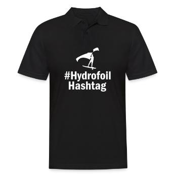 #Hydrofoil Hashtag Hydrofoil Efoil Wingfoil - Männer Poloshirt - Schwarz - Vorne - Kai (181cm)