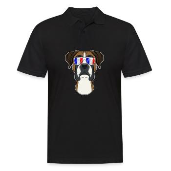 Boxer France Sunglasses I French Flag - Männer Poloshirt - Schwarz - Vorne - Kai (181cm)