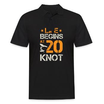 Life Begins At 20 Knots - Hydrofoil Wingfoil Surf - Männer Poloshirt - Schwarz - Vorne - Kai (181cm)