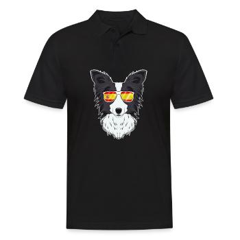 Border Collie I Spain Sunglasses I Spanish Flag - Männer Poloshirt - Schwarz - Vorne - Kai (181cm)