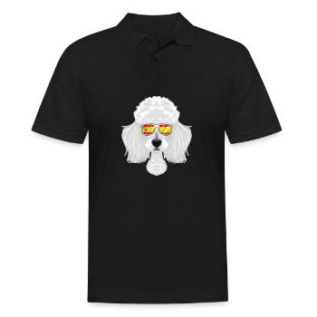 Poodle I Spain Sunglasses I Spanish Flag - Männer Poloshirt - Schwarz - Vorne - Kai (181cm)