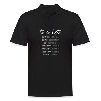 Grappige christelijke to do lijst - Mannen poloshirt - zwart - Voor - Kai (181cm)