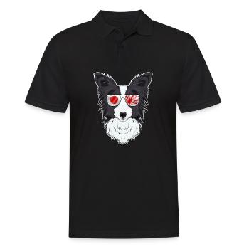 Border Collie Japan Sunglasses I Japanese Flag - Männer Poloshirt - Schwarz - Vorne - Kai (181cm)