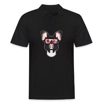 French Bulldog Japan Sunglasses I Japanese Flag - Männer Poloshirt - Schwarz - Vorne - Kai (181cm)
