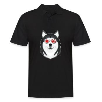 Husky Japan Sunglasses I Japanese Flag - Männer Poloshirt - Schwarz - Vorne - Kai (181cm)