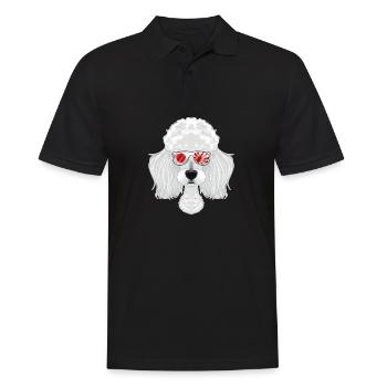 Poodle Japan Sunglasses I Japanese Flag - Männer Poloshirt - Schwarz - Vorne - Kai (181cm)