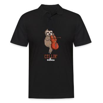 Drôle de sloth Cello Player Cadeau - Polo Homme - noir - Devant - Kai (181cm)