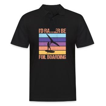 I'd Rather Be WingFoil Boarding - Hydrofoil Surfer - Männer Poloshirt - Schwarz - Vorne - Kai (181cm)