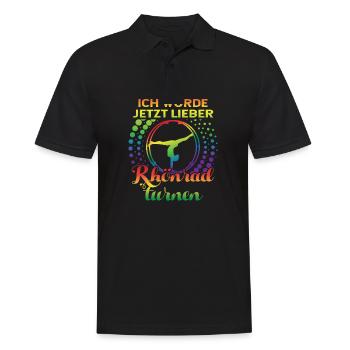 Ich würde jetzt lieber Rhönrad Rhönradturnerin - Männer Poloshirt - Schwarz - Vorne - Kai (181cm)