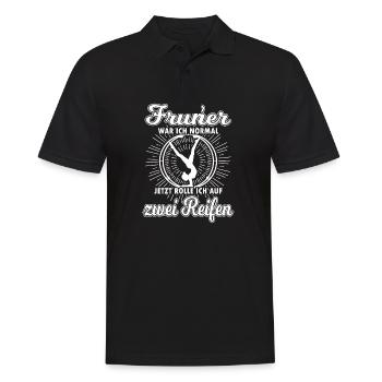 Früher war ich normal jetzt rolle ich Rhönrad - Männer Poloshirt - Schwarz - Vorne - Kai (181cm)