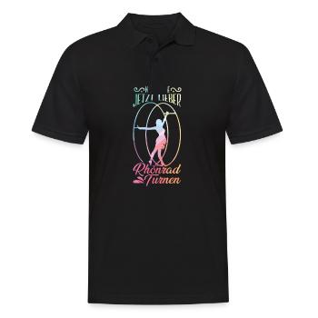Ich würde jetzt lieber Rhönrad Turnen | Röhnrad - Männer Poloshirt - Schwarz - Vorne - Kai (181cm)