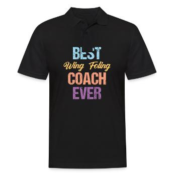 Best Wing Foling Coach Ever - Wingfoil Surfer - Männer Poloshirt - Schwarz - Vorne - Kai (181cm)