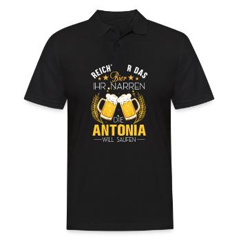 Antonia Spruch Bier - Männer Poloshirt - Schwarz - Vorne - Kai (181cm)