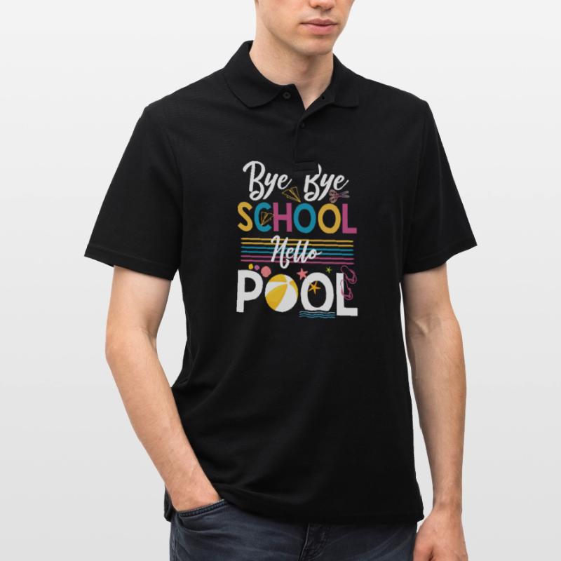 Bye Bye Schule Hello Pool Lehrer Squad Student Männer Poloshirt