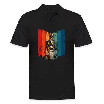 Vintage Steam Train Retro Model Railroad - Männer Poloshirt - Schwarz - Vorne - Kai (181cm)