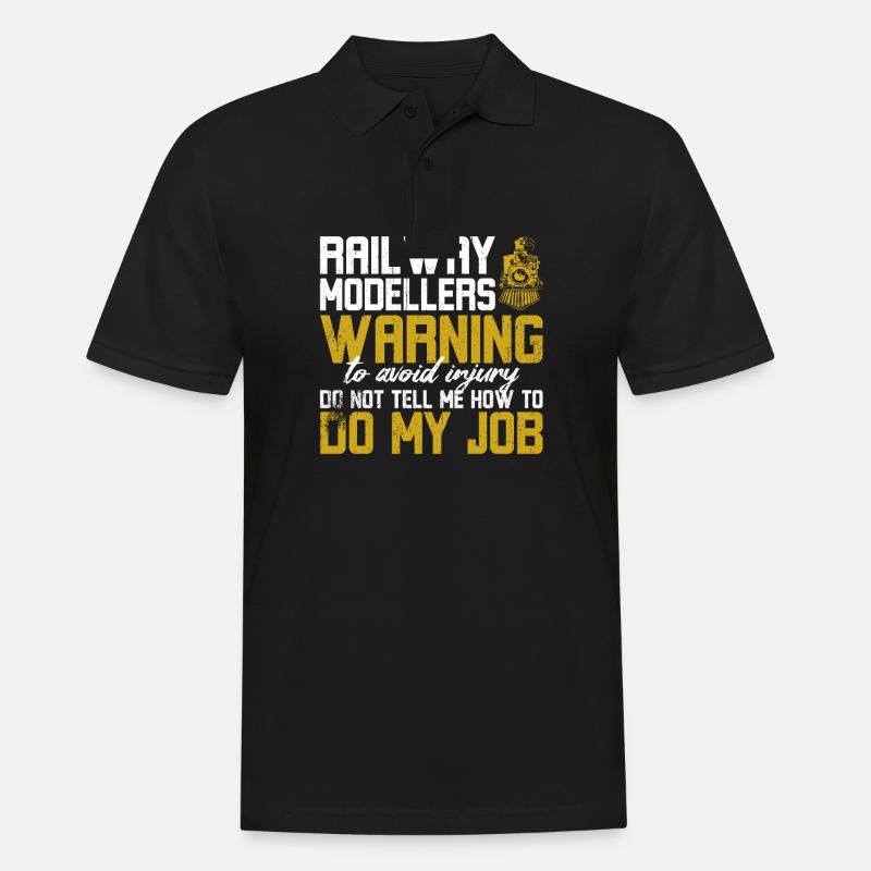Railway Modellers Warning - Männer Poloshirt - Schwarz
