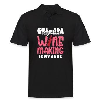 Grandpa Is My Name Wine Making My Game - Männer Poloshirt - Schwarz - Vorne - Kai (181cm)