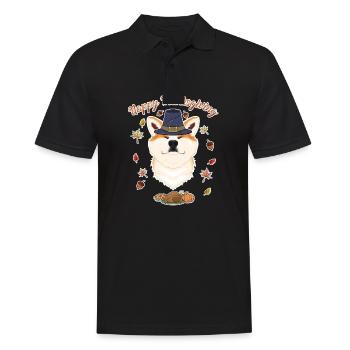 Joyeux Thanksgiving I Amoureux des chiens I Akita Inu - Polo Homme - noir - Devant - Kai (181cm)