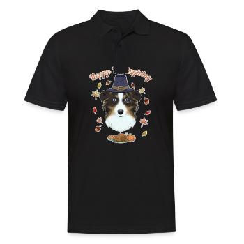 Joyeux Thanksgiving I Dog Lover I Australien - Polo Homme - noir - Devant - Kai (181cm)