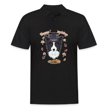 Joyeux Thanksgiving I Dog Lover I Border Collie - Polo Homme - noir - Devant - Kai (181cm)