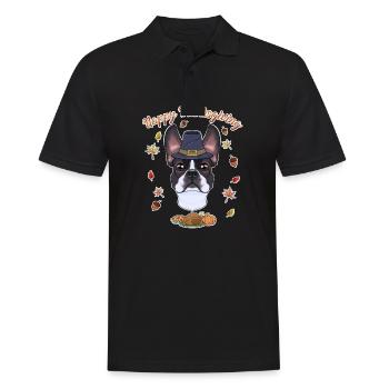 Joyeux Thanksgiving I Dog Lover I Boston Terrier - Polo Homme - noir - Devant - Kai (181cm)