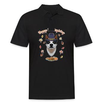Joyeux Thanksgiving I Dog Lover I Australien - Polo Homme - noir - Devant - Kai (181cm)