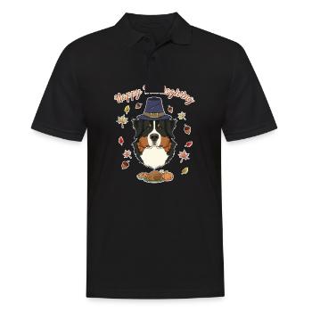 Happy Thanksgiving I Dog Lover I Bernese Mountain - Männer Poloshirt - Schwarz - Vorne - Kai (181cm)