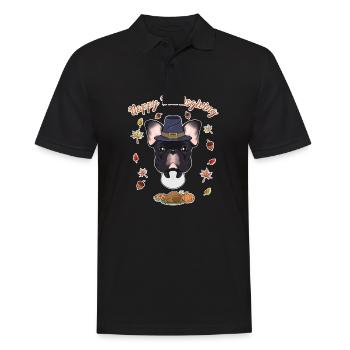 Joyeux Thanksgiving I Amoureux des chiens J’Français Bulldog - Polo Homme - noir - Devant - Kai (181cm)