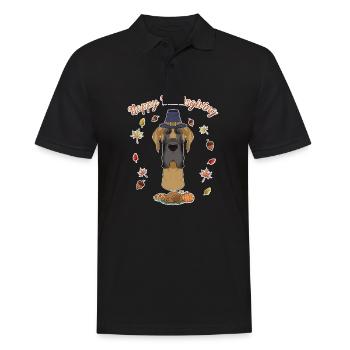 Happy Thanksgiving I Dog Lover I Great Dane - Männer Poloshirt - Schwarz - Vorne - Kai (181cm)