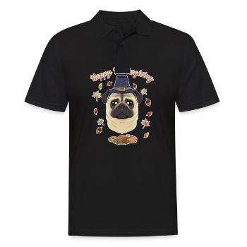 Happy Thanksgiving I Dog Lover I Pug - Men's Polo Shirt - black - Front - Kai (181cm)