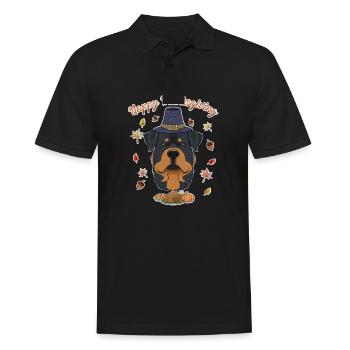 Happy Thanksgiving I Dog Lover I Rottweiler - Männer Poloshirt - Schwarz - Vorne - Kai (181cm)